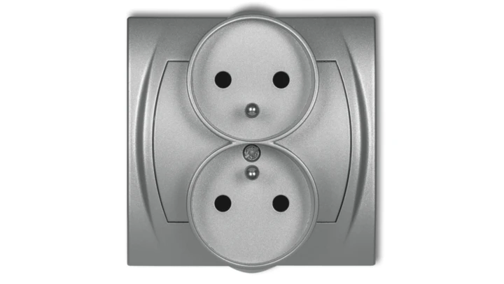 LOGO Gniazdo podwójne z/u z przesłonami srebrny metalik 7LGPR-2zp