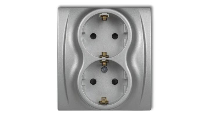 LOGO Gniazdo podwójne z/u SCHUKO srebrny metalik 7LGP-2sp