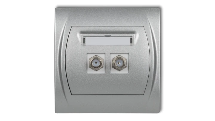 LOGO Gniazdo antenowe podwójne typu F (SAT) srebrny metalik 7LGF-2