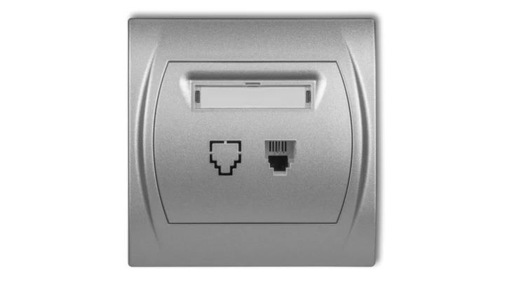 LOGO Gniazdo telefoniczne pojedyncze 1xRJ11, 4-stykowy srebrny metalik 7LGT-1