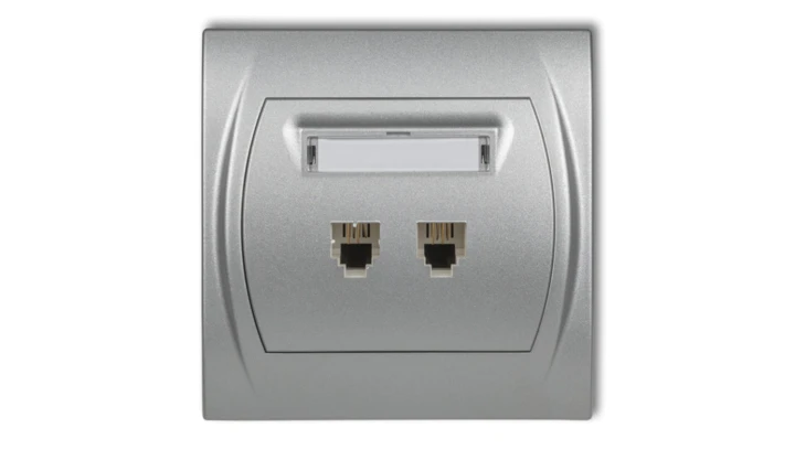 LOGO Gniazdo telefoniczne podwójne 2xRJ11, 4-stykowy srebrny metalik 7LGT-2