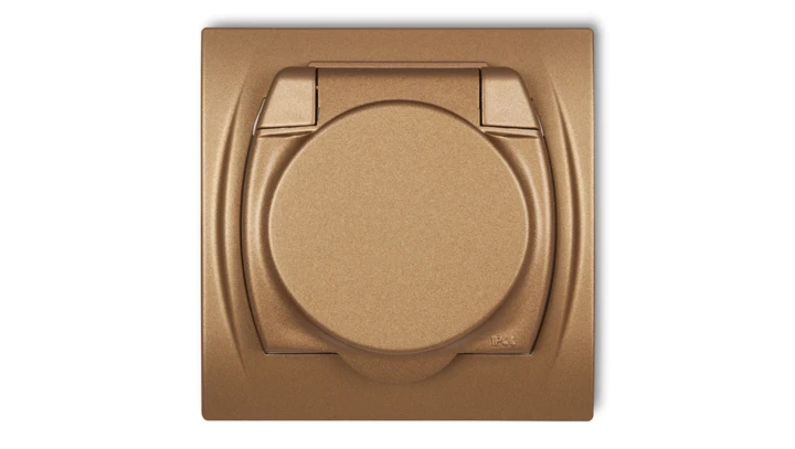 LOGO Gniazdo bryzgoszczelne z/u (klapka złoty metalik) złoty metalik 8LGPB-1zp