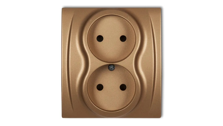 LOGO Gniazdo podwójne b/u złoty metalik 8LGP-2p