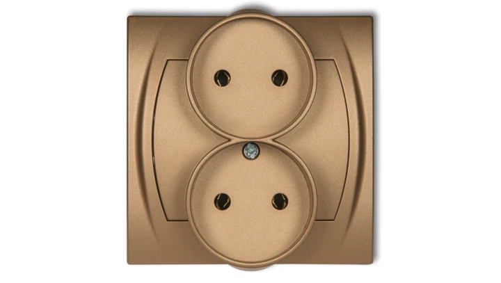 LOGO Gniazdo podwójne 2x(2P) złoty metalik 8LGPR-2