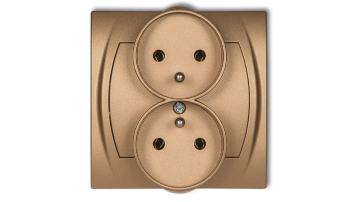 LOGO Gniazdo podwójne z/u złoty metalik 8LGPR-2z