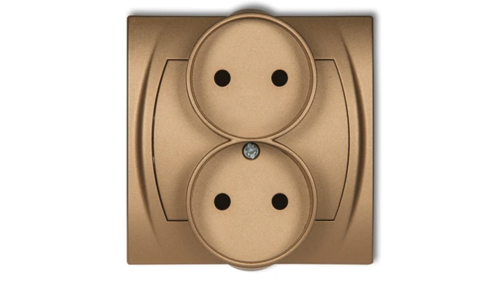 LOGO Gniazdo podwójne 2x(2P) z przesłonami złoty metalik 8LGPR-2p