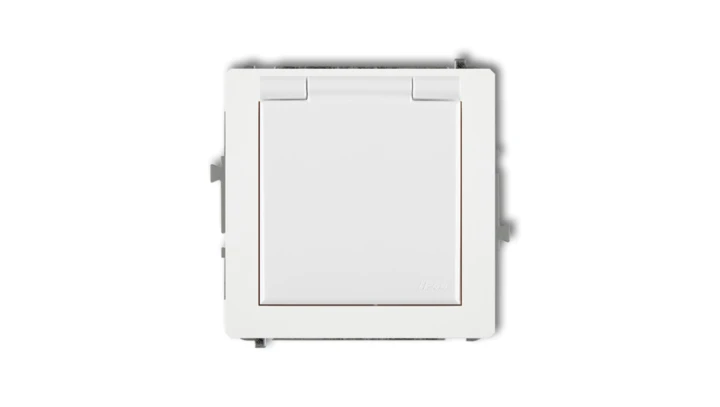 DECO Gniazdo bryzgoszczelne z/u SCHUKO (klapka biała) biały DGPB-1sp