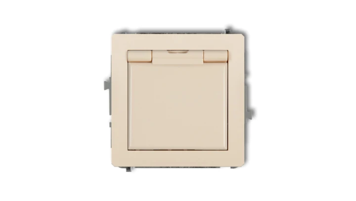 DECO Gniazdo bryzgoszczelne z/u (klapka beżowa) beżowy 1DGPB-1zp