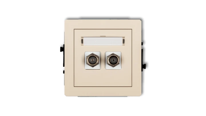 DECO Gniazdo antenowe podwójnego typu F (SAT) pozłacany beżowy 1DGF-2.1