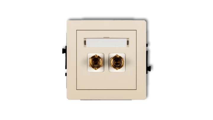 DECO Gniazdo głośnikowe pojedyncze (typu banan - czerwony i czarny, pozłacany, 4 mm2, do lutowania) beżowy 1DGG-3