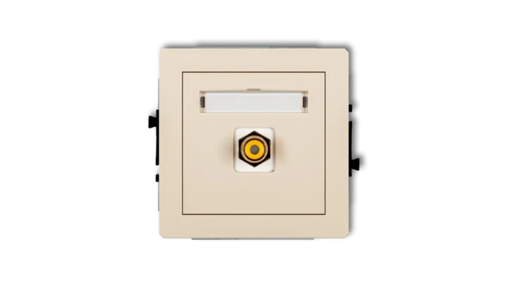 DECO Gniazdo pojedyncze RCA (typu cinch - żółty, pozłacany) beżowy 1DGRCA-1