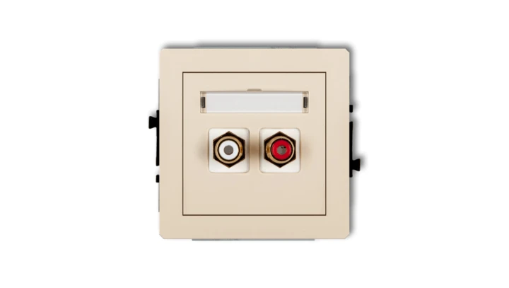 DECO Gniazdo podwójne RCA (typu cinch - biały i czerwony, pozłacany) beżowy 1DGRCA-2