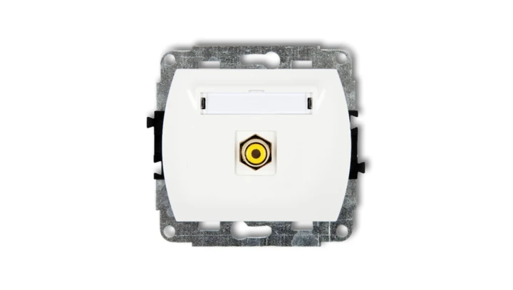 TREND Gniazdo pojedyncze RCA (typu cinch - żółty, pozłacany) biały GRCA-1