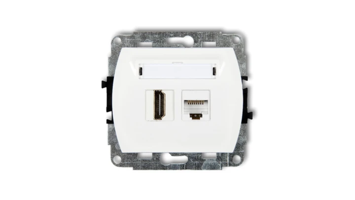 TREND Gniazdo pojedyncze HDMI + Gniazdo komputerowe pojedyncze 1xRJ45, kat. 5e, 8-stykowy biały GHK