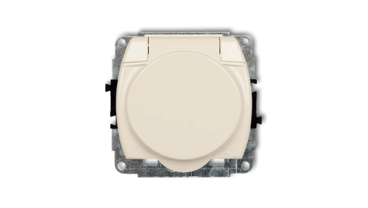 TREND Gniazdo bryzgoszczelne z/u (klapka beżowa) beżowy 1GPB-1zp