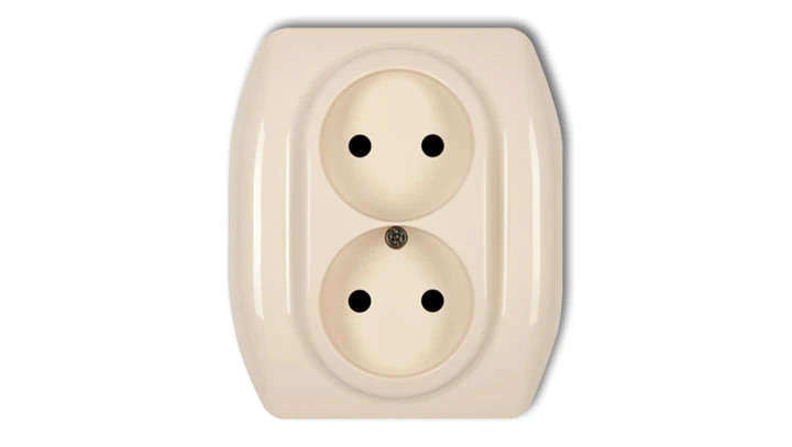 TREND Gniazdo podwójne b/u beżowy 1GP-2p
