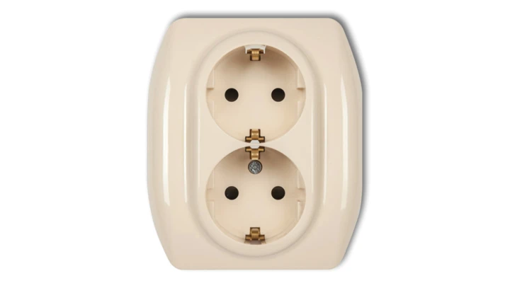 TREND Gniazdo podwójne z/u SCHUKO beżowy 1GP-2sp
