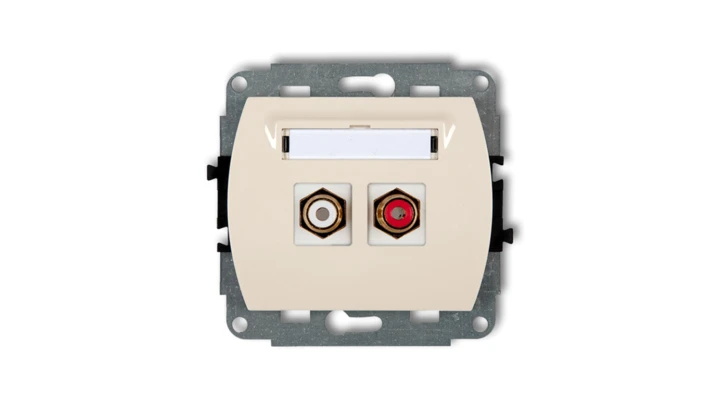 TREND Gniazdo podwójne RCA (typu cinch - biały i czerwony, pozłacany) beżowy 1GRCA-2