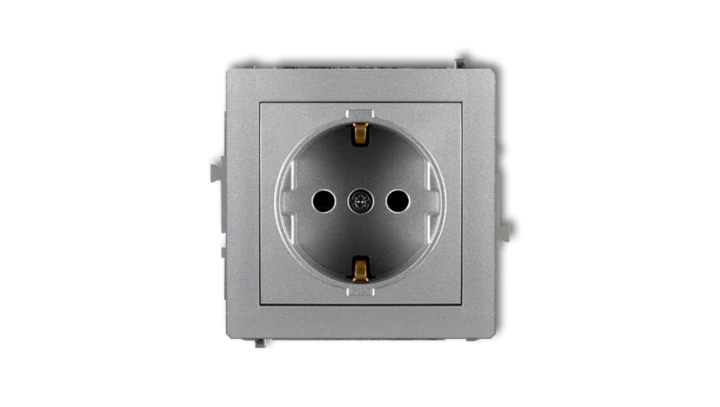 DECO Gniazdo pojedyncze z/u SCHUKO srebrny metalik 7DGP-1sp
