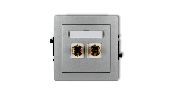 DECO Gniazdo głośnikowe pojedyncze (typu banan - czerwony i czarny, pozłacany, 4 mm2, do lutowania) srebrny metalik 7DGG-3