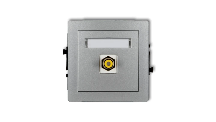 DECO Gniazdo pojedyncze RCA (typu cinch - żółty, pozłacany) srebrny metalik 7DGRCA-1