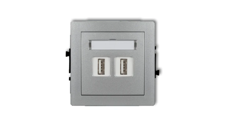 DECO Gniazdo podwójne 2xUSB-AA srebrny metalik 7DGUSB-2