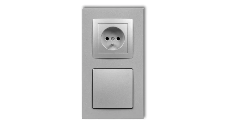 DECO Gniazdo ssące odkurzacza centralnego z gniazdem pojedynczym z uziemieniem DECOvac srebrny metalik 7DGV-2