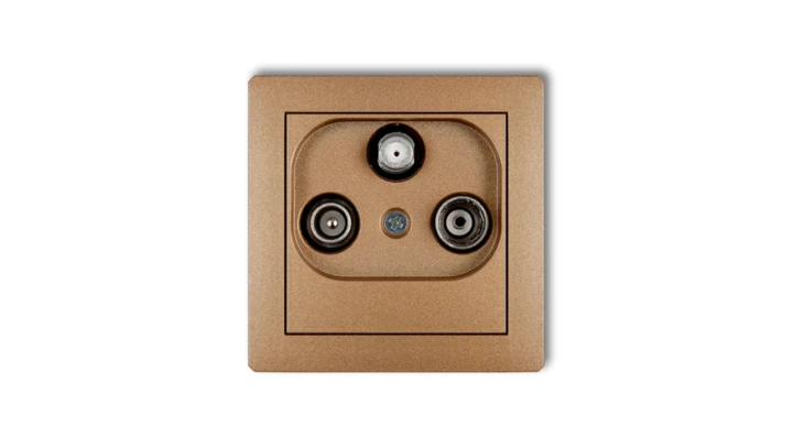 DECO Gniazdo antenowe RTV-SAT przelotowe 10dB złoty metalik 8DGSP