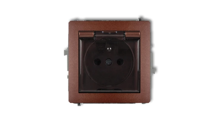 DECO Gniazdo bryzgoszczelne z/u (klapka dymna) brązowy metalik 9DGPB-1zdp