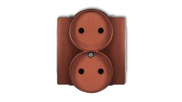 DECO Gniazdo podwójne b/u brązowy metalik 9DGPR-2p