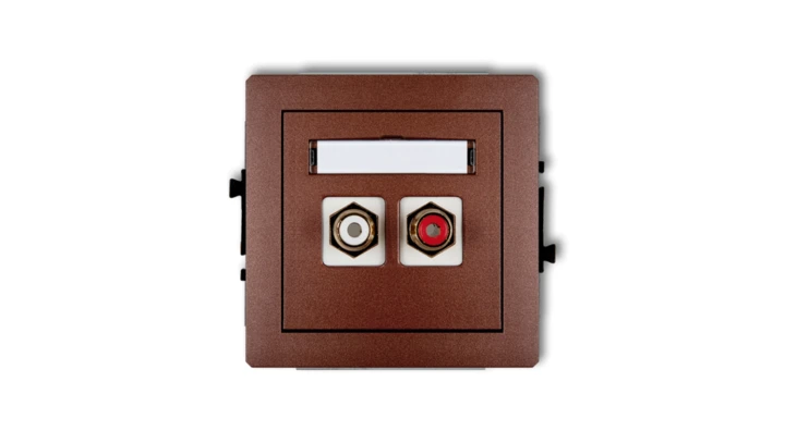 DECO Gniazdo podwójne RCA (typu cinch - biały i czerwony, pozłacany) brązowy metalik 9DGRCA-2