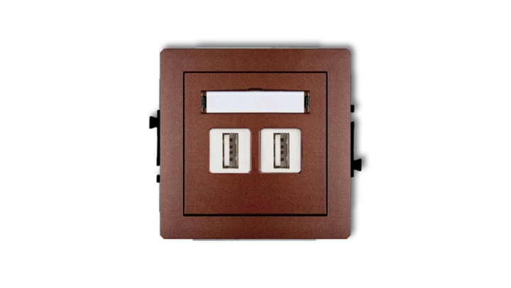 DECO Gniazdo podwójne 2xUSB-AA brązowy metalik 9DGUSB-2