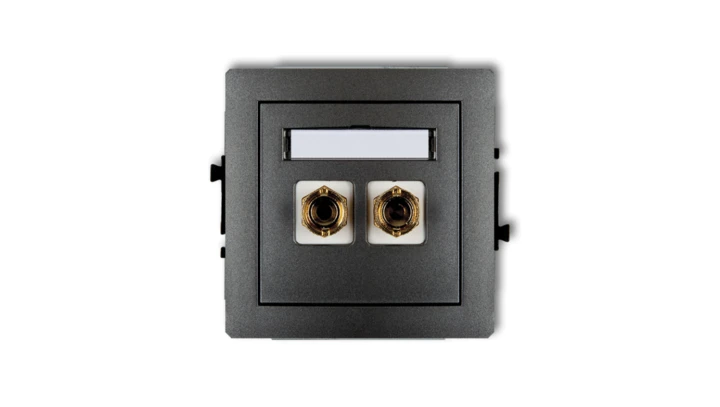 DECO Gniazdo głośnikowe pojedyncze (typu banan - czerwony i czarny, pozłacany, 4 mm2, do lutowania) grafitowy 11DGG-3