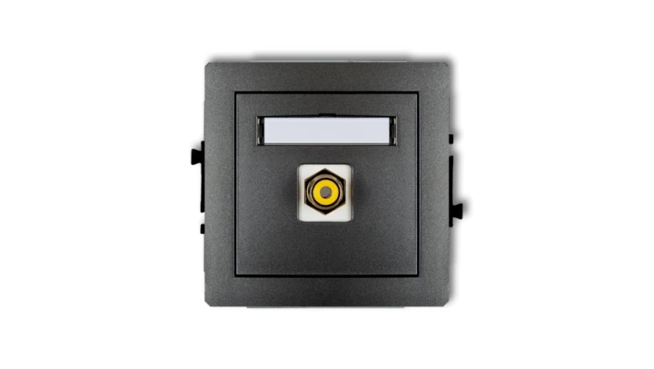 DECO Gniazdo pojedyncze RCA (typu cinch - żółty, pozłacany) grafitowy 11DGRCA-1