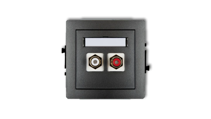 DECO Gniazdo podwójne RCA (typu cinch - biały i czerwony, pozłacany) grafitowy 11DGRCA-2