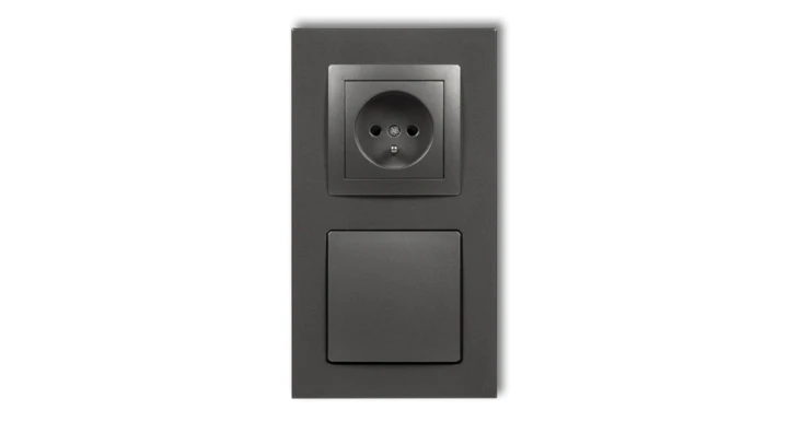 DECO Gniazdo ssące odkurzacza centralnego z gniazdem pojedynczym z uziemieniem DECOvac grafitowy 11DGV-2