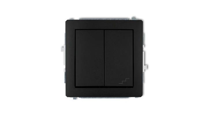 DECO Łącznik jednobiegunowy ze schodowym (osobne zasilanie) czarny mat 12DWP-10.2