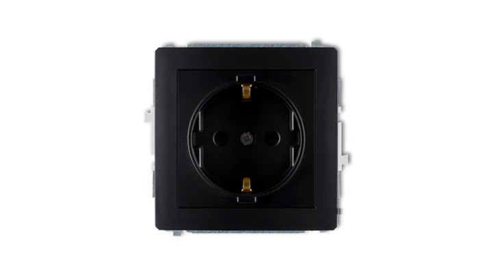 DECO Gniazdo pojedyncze z/u SCHUKO czarny mat 12DGP-1sp