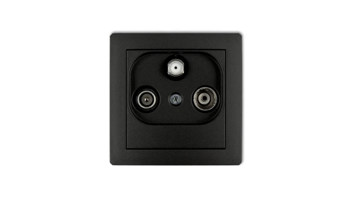 DECO Gniazdo antenowe RTV-SAT przelotowe 10dB czarny mat 12DGSP