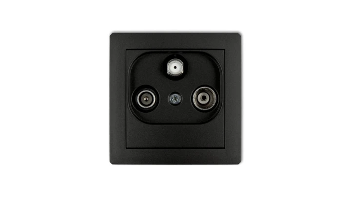 DECO Gniazdo antenowe RTV-SAT końcowe multimedialne (Internet) czarny mat 12DGM