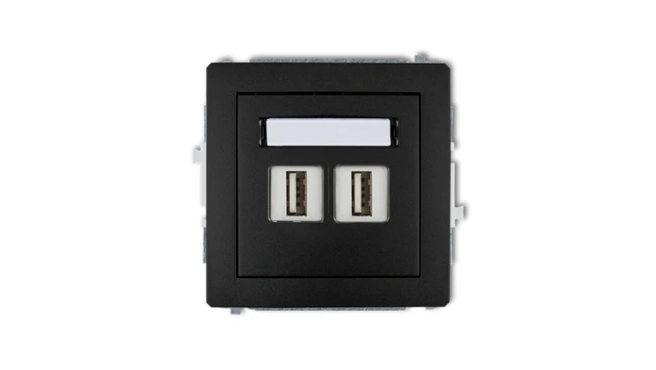 DECO Gniazdo podwójne 2xUSB-AA czarny mat 12DGUSB-2