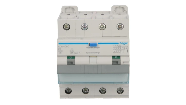 Wyłącznik różnicowo-nadprądowy RCBO 4P B6A 0,03A Typ A 6kA RCBO ADM406C