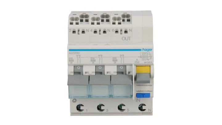 Wyłącznik różnicowo-nadprądowy RCBO 3x1P+N B13A 0,03A Typ A 6kA RCBO ADZ313D