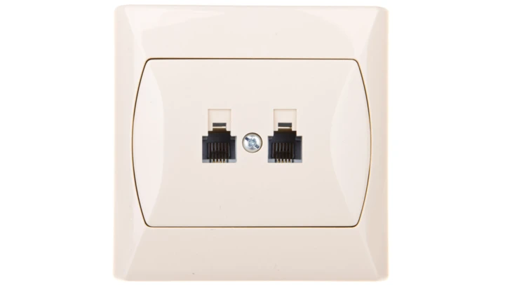 AKCENT Gniazdo telefoniczne podwójne RJ11 równoległe beżowe GPT-2AR/01