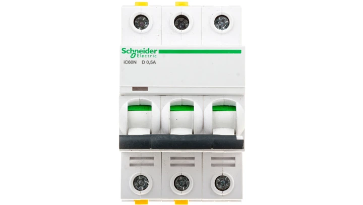 Wyłącznik nadprądowy 3P D 0,5A 6kA AC iC60N-D0,5-3 A9F05370
