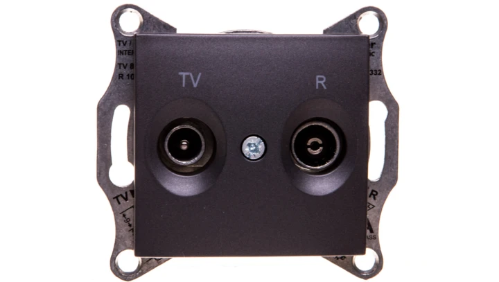 SEDNA Gniazdo antenowe R/TV przelotowe 8dB grafitowe SDN3301370