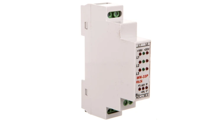 Mikroprocesorowy przekaźnik zaniku, kolejności i asymetrii, zwarcia faz, wachań napięcia 170V, 260V, 1Z MKF-MAX