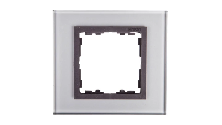 Simon 82 Ramka pojedyncza szklana szara/ ramka pośrednia grafit 82817-35
