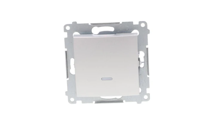 Simon 54 Łącznik jednobiegunowy z sygnalizacją załączenia, szybkozłącza, srebrny mat DW1ZL.01/43