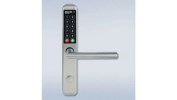 Klamka szyfrowa MCM EASY KEY SLIM INOX, pełny szyld rozstaw 92mm